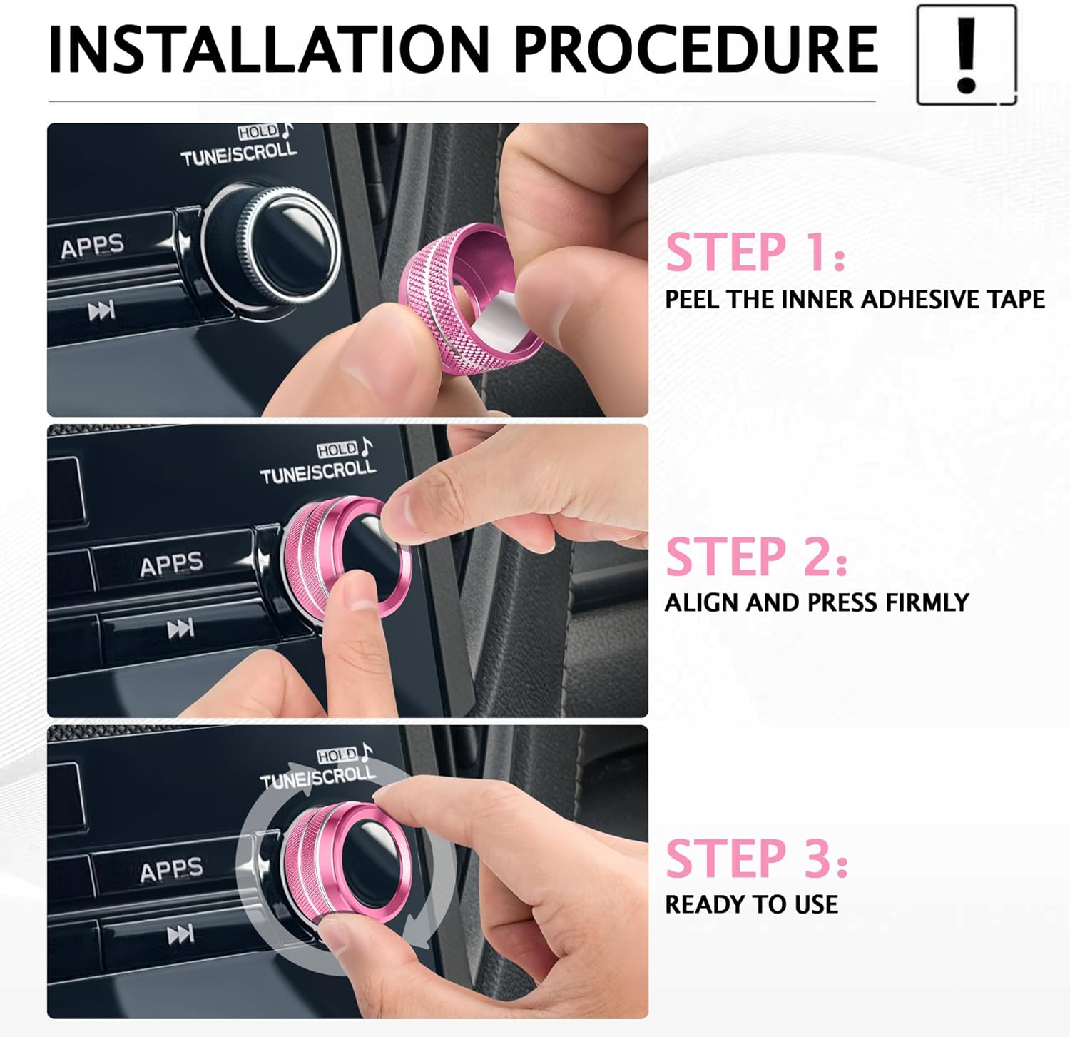 for Subaru Forester 2019-2024 Accessories, 9-Pieces Aluminum Alloy Knob Covers Trim Kit (Pink) Fits Push Start, A/C, Volume, Drive Mode & Rear Mirror. Interior Upgrade & No-Tool Install