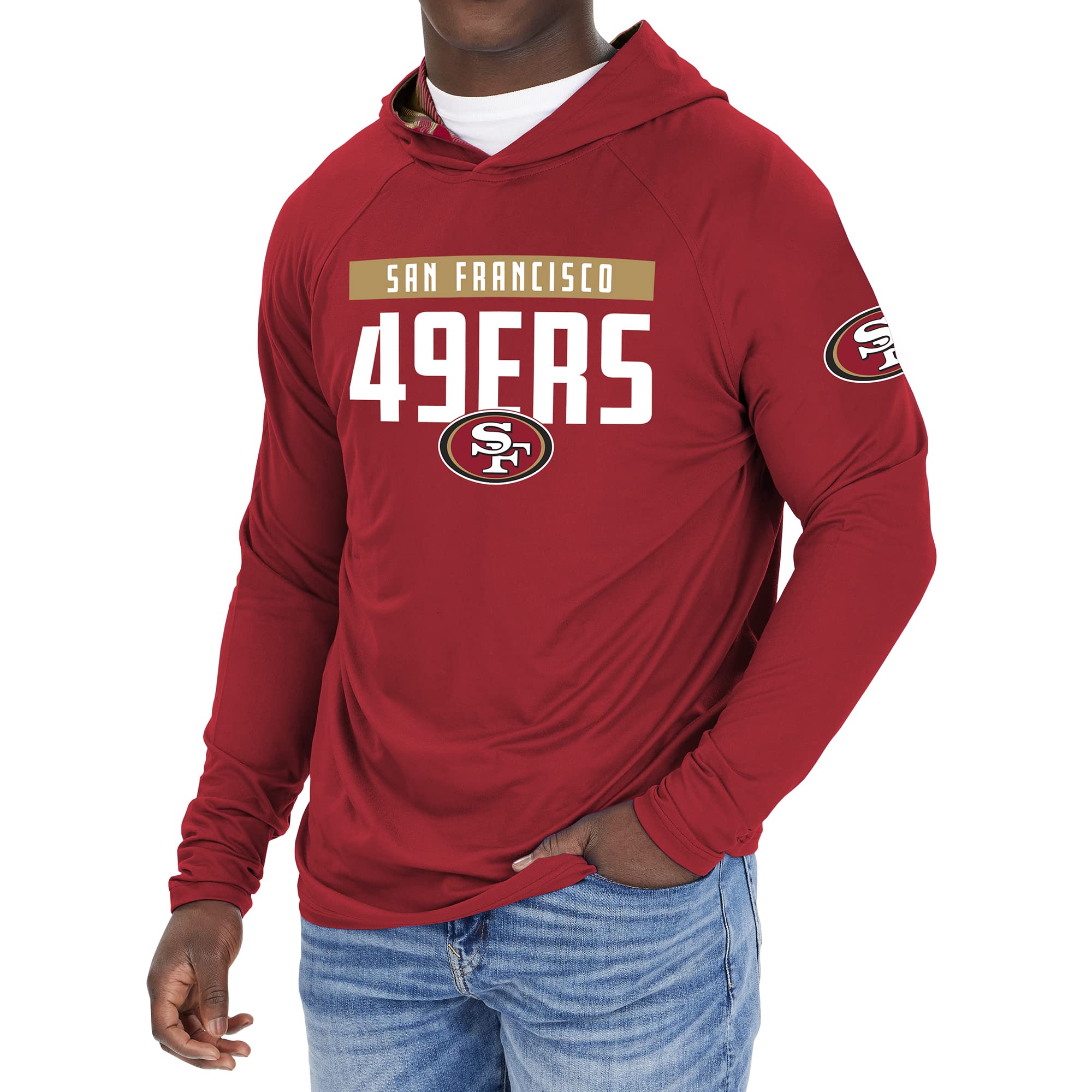 Zubaz NFL Football Men's Solid Team Hoodie with Camo Lined Hood and Sleeve Graphic — view 91