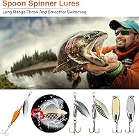 Vista 4 de PLUSINNO Señuelos de Pesca Caja de Aparejos de Pesca Regalos de Pesca para Hombres, Lubina, Trucha Kit de Accesorios de Pesca para Agua Salada