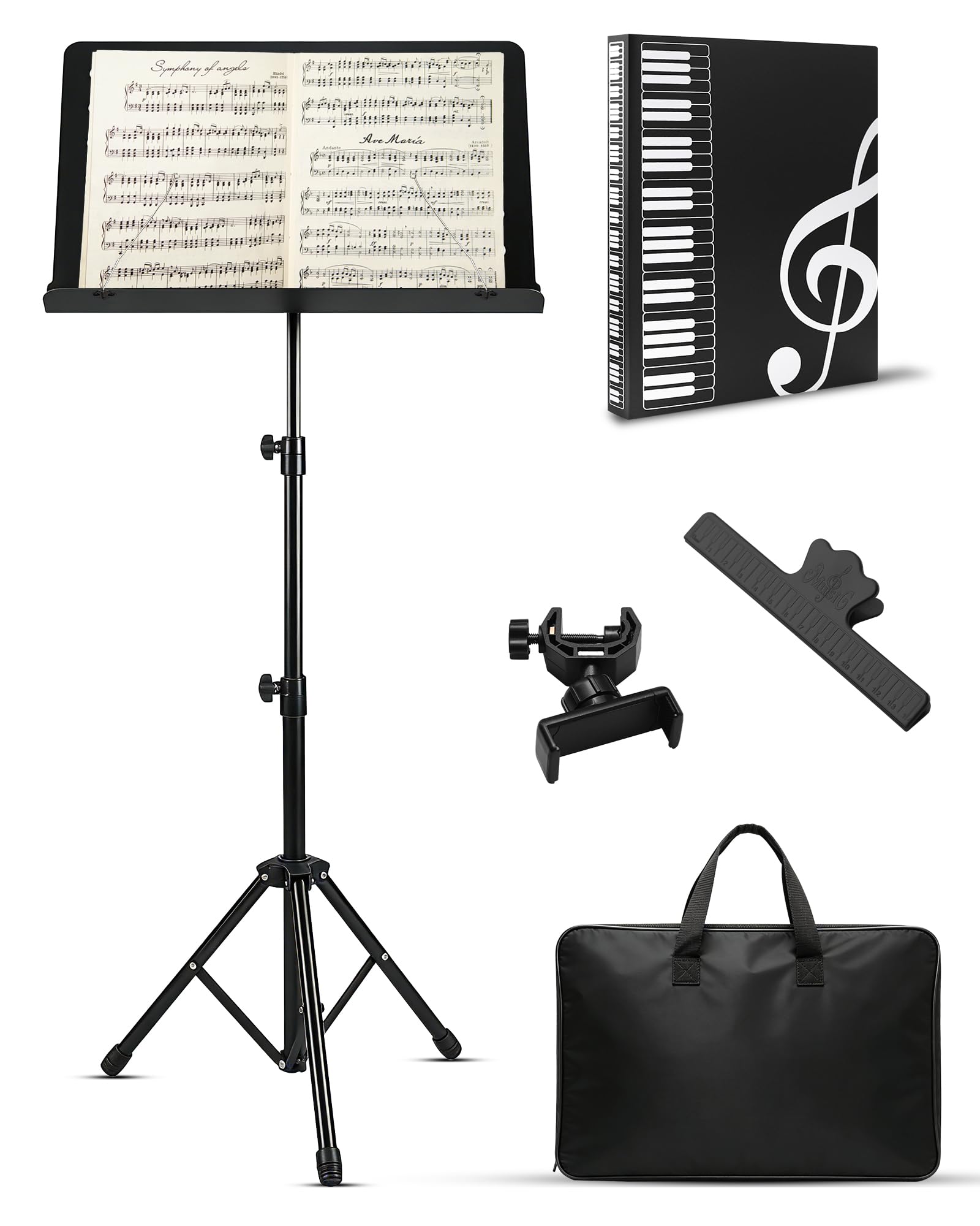 Pupitre Musique Pliable 2 en 1 Support de Partitions en Métallique et