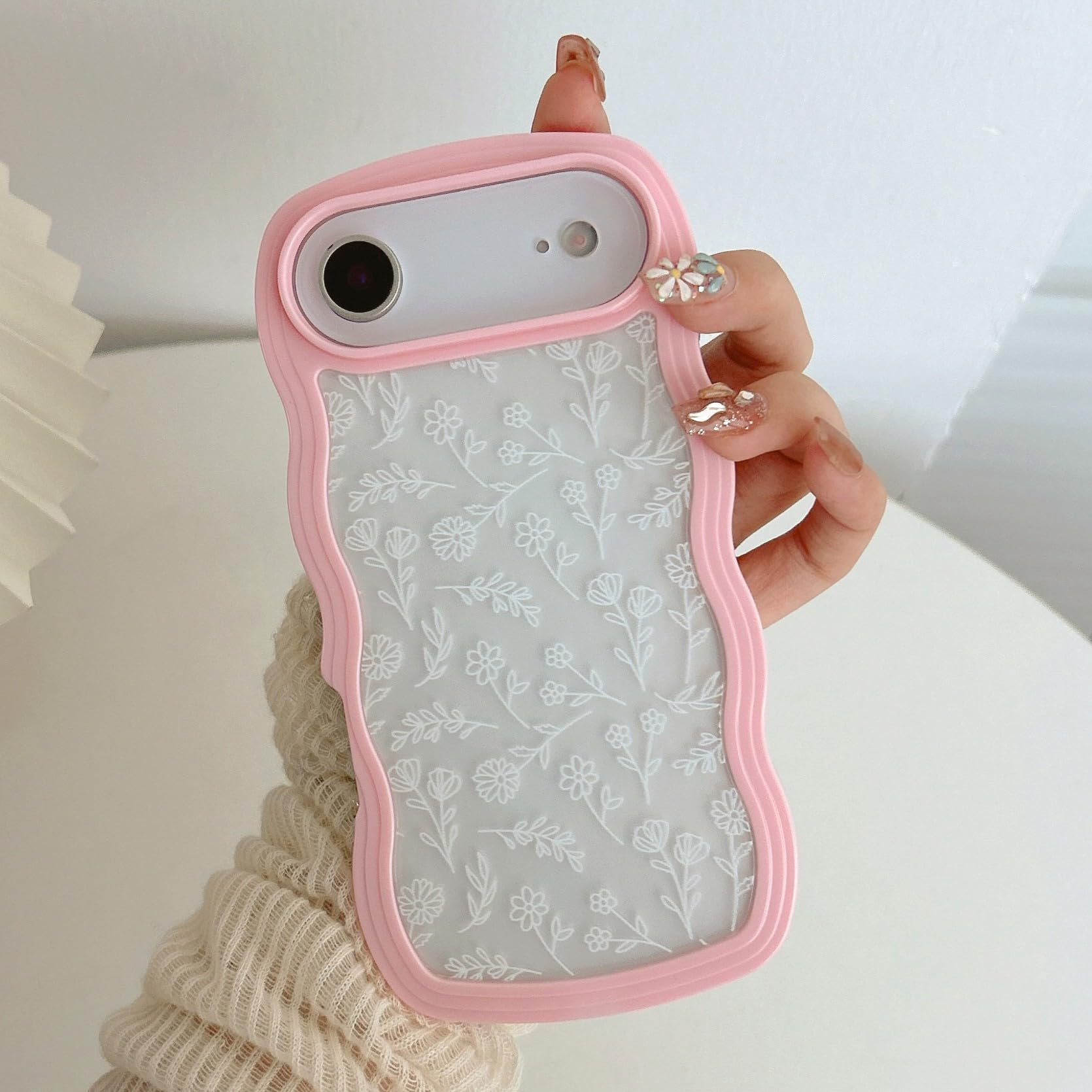 QLTYPRI Compatible with iPhone 16 Case, Cute Curly Wave Frame Clear Case for Girls Women, Transparent Soft Silicone TPU Bumper Shockproof Protective Cover for iPhone 16 - Pink — view 28