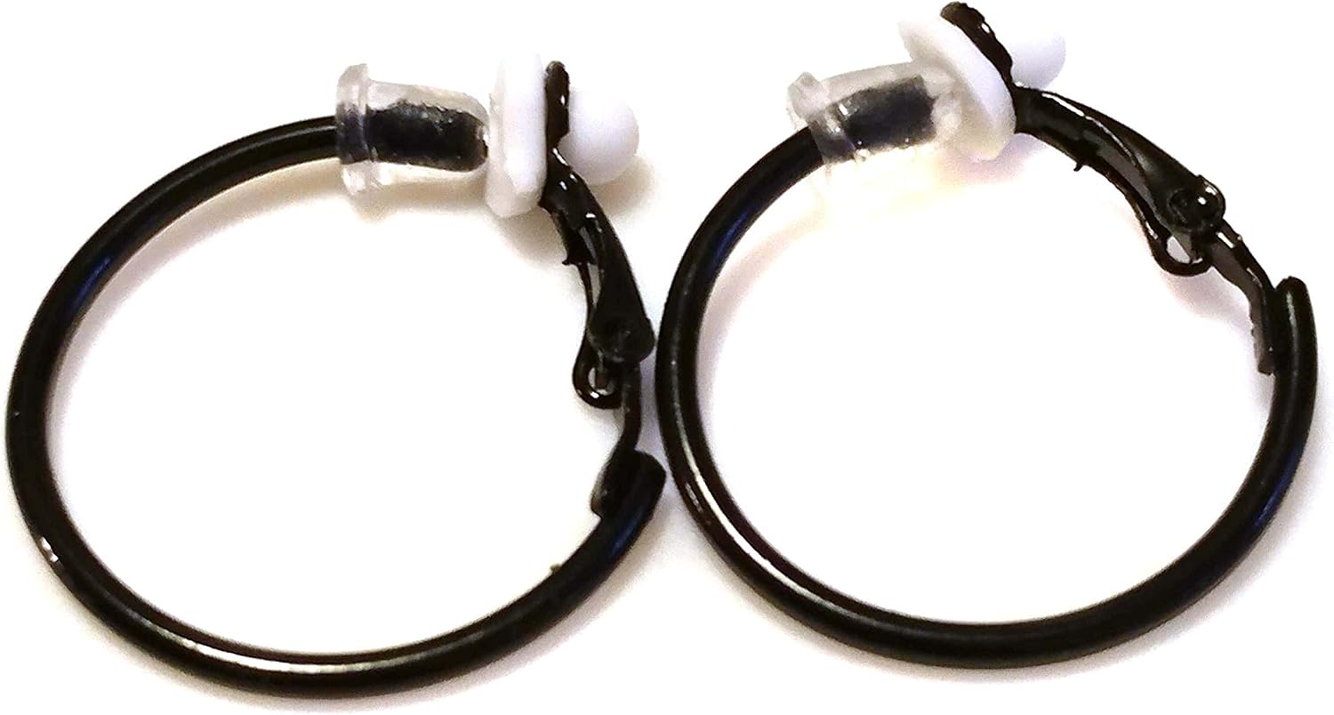 Clip-on Earrings Small 1 inch Hoop Earrings Red White or Black Hoop Earrings