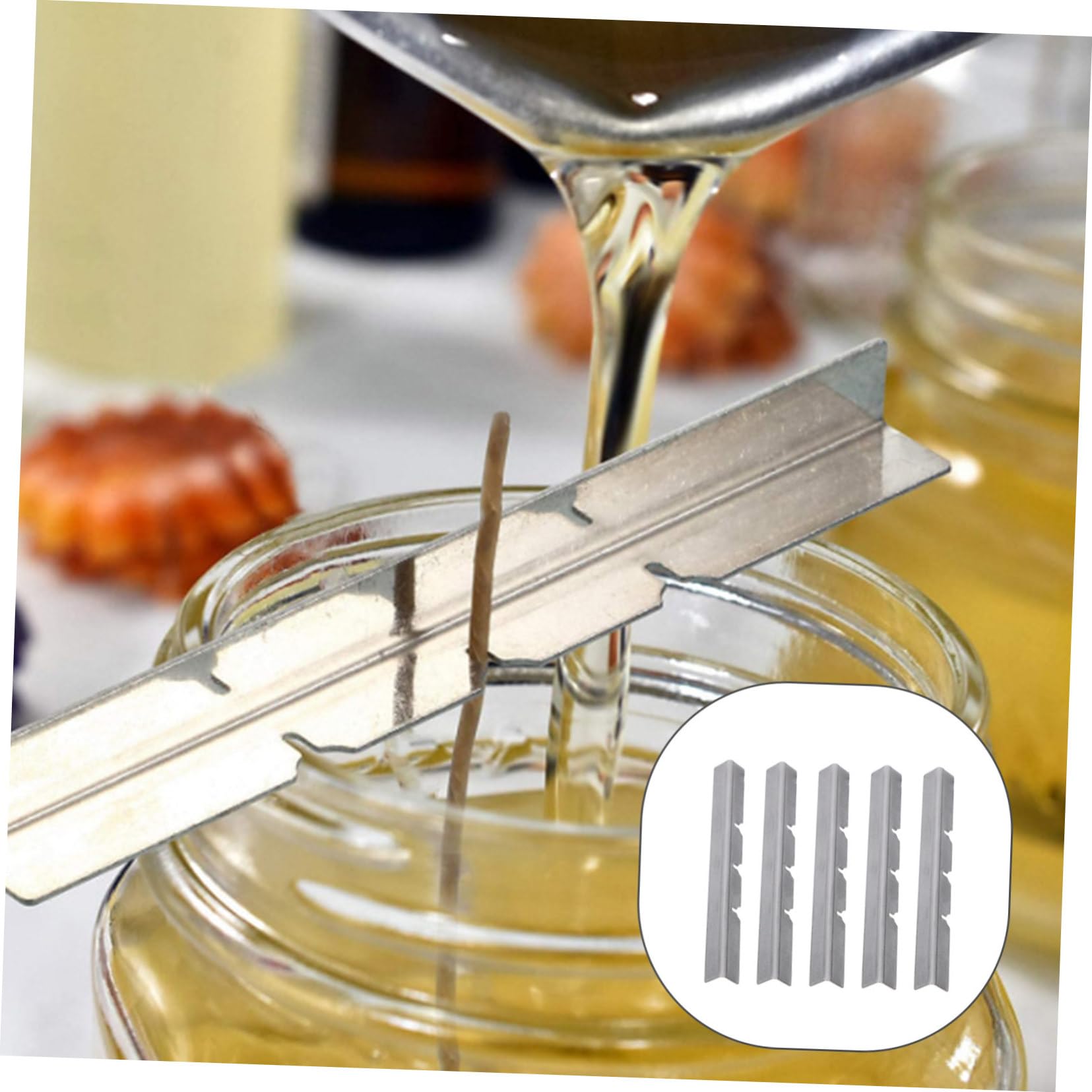 FUNOMOCYA 5pcs Candle Wick Centering Tool Three Card Slots Stainless Steel Candle Wick Fixing Device for Candle Making Supplies