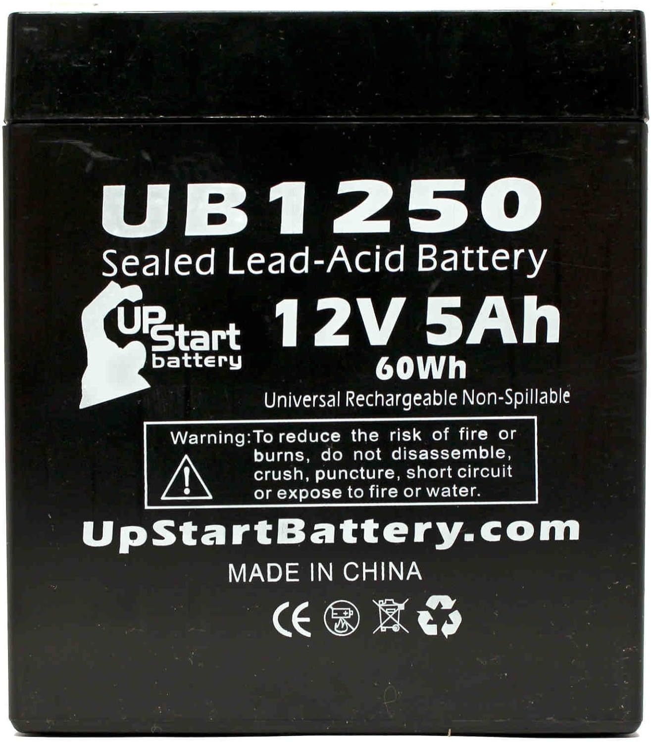 BB Battery BP5-12 Battery - Replacement UB1250 Universal Sealed Lead Acid Battery (12V, 5Ah, 5000mAh, F1 Terminal, AGM, SLA) - Includes TWO F1 to F2 Terminal Adapters - Also For Ademco 4110XM, 4110DL, F6H500, F6C1000-TW-RK : Health & Household