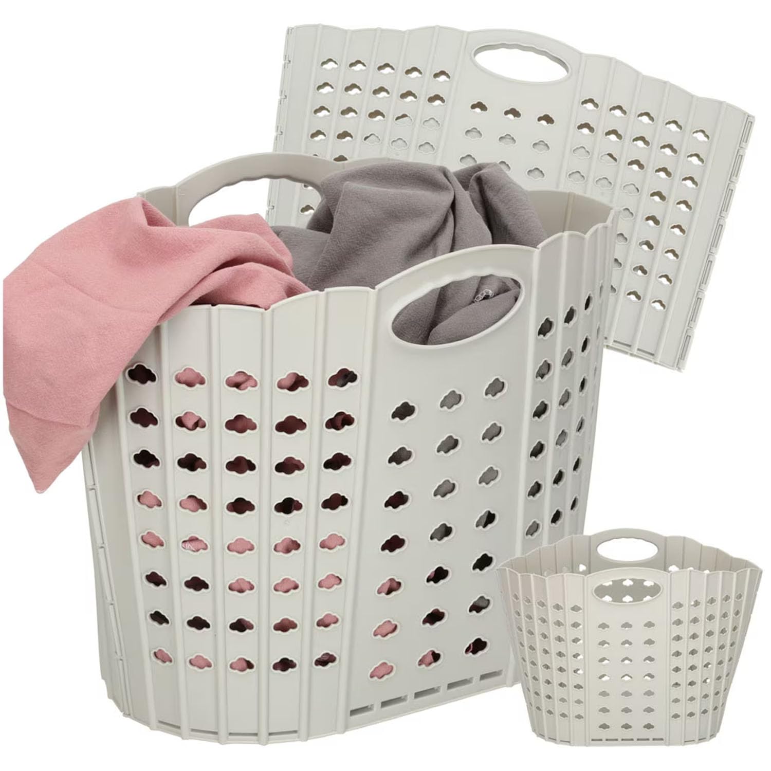 B&Q -  Foldable Laundry BasketFlat Easy Store 38L Storage SolutionSpace-Saving Closet OrganizerCompact Wardrobe Bin