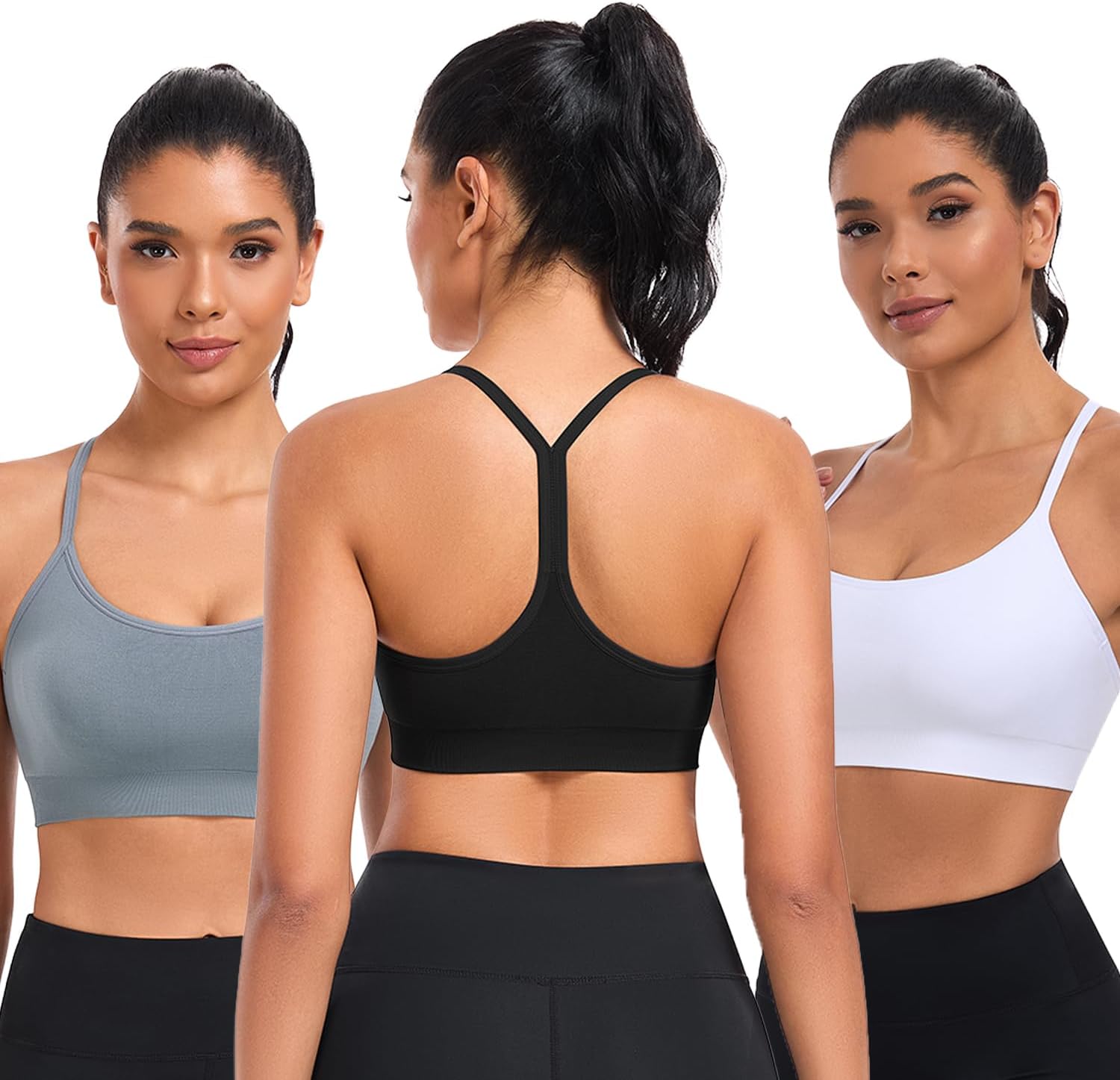 ANGOOL Womens Y Back Sports Bra - Light Support Yoga Bra Removable Pads Thin Straps for Low Impact Workouts - Image 2