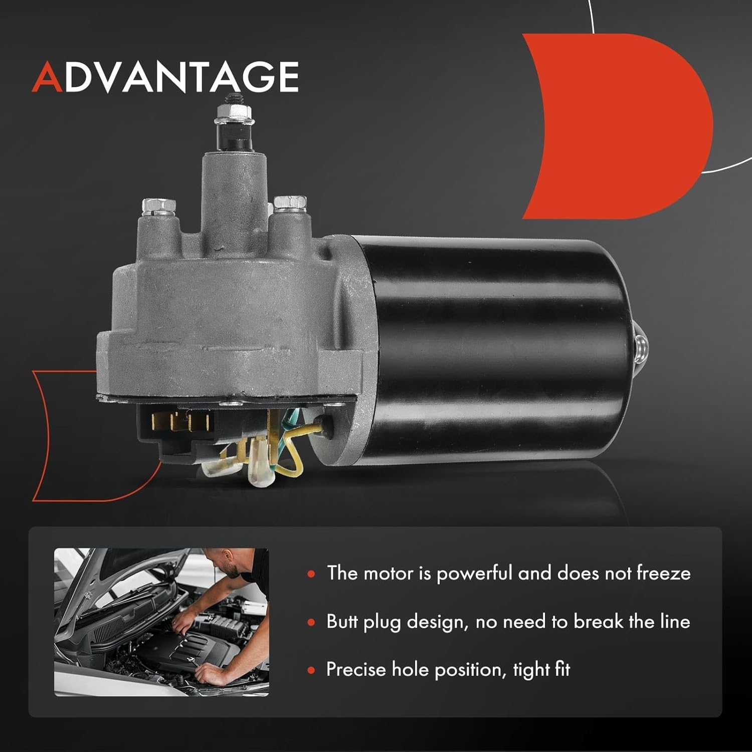 A-Premium Front Windshield Wiper Motor Compatible with Chrysler Town & Country, Lebaron, Laser & Dodge Caravan, Charger, B150 B250 B350, D100 D150 D250, W100 W150 W250 & Plymouth Caravelle & More