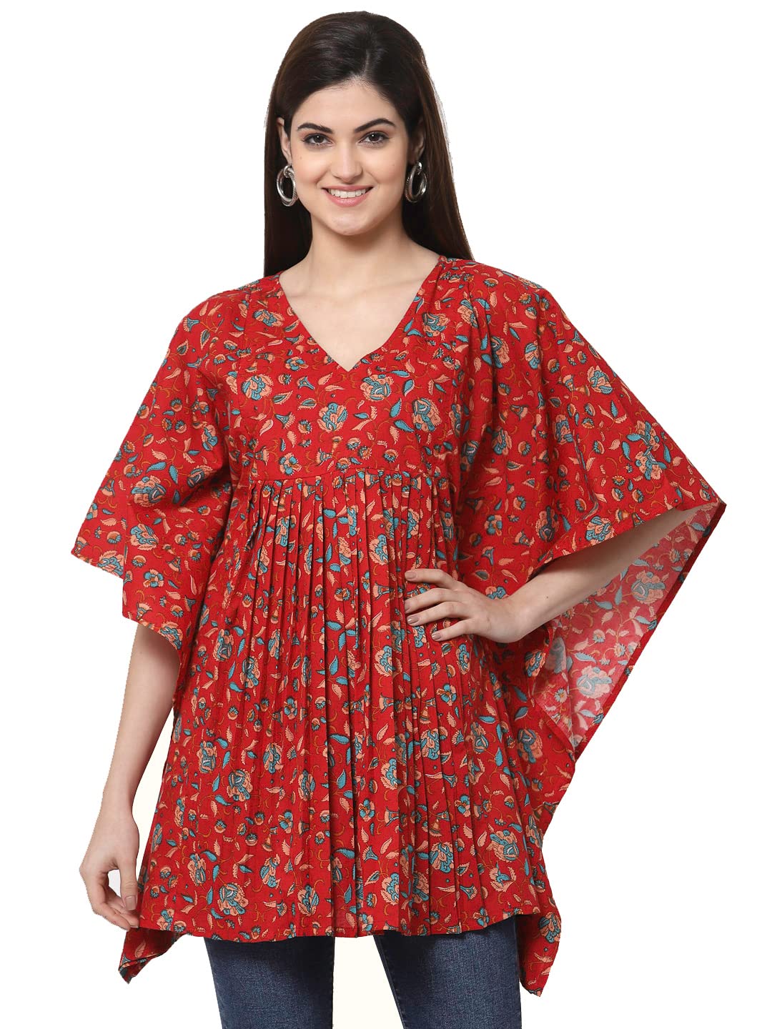 HishamWomens Cotton Printed Regular Kaftan Top