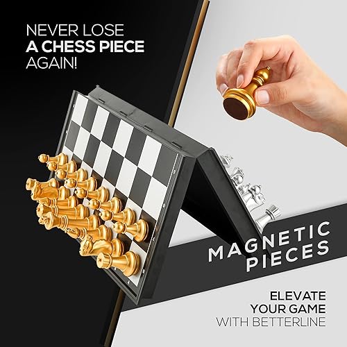 Miniatura 6 de Juego de mesa de ajedrez magnético y reloj de ajedrez digital, profesional y portátil, tablero de ajedrez de 14 x 14 pulgadas, ajedrez de viaje,