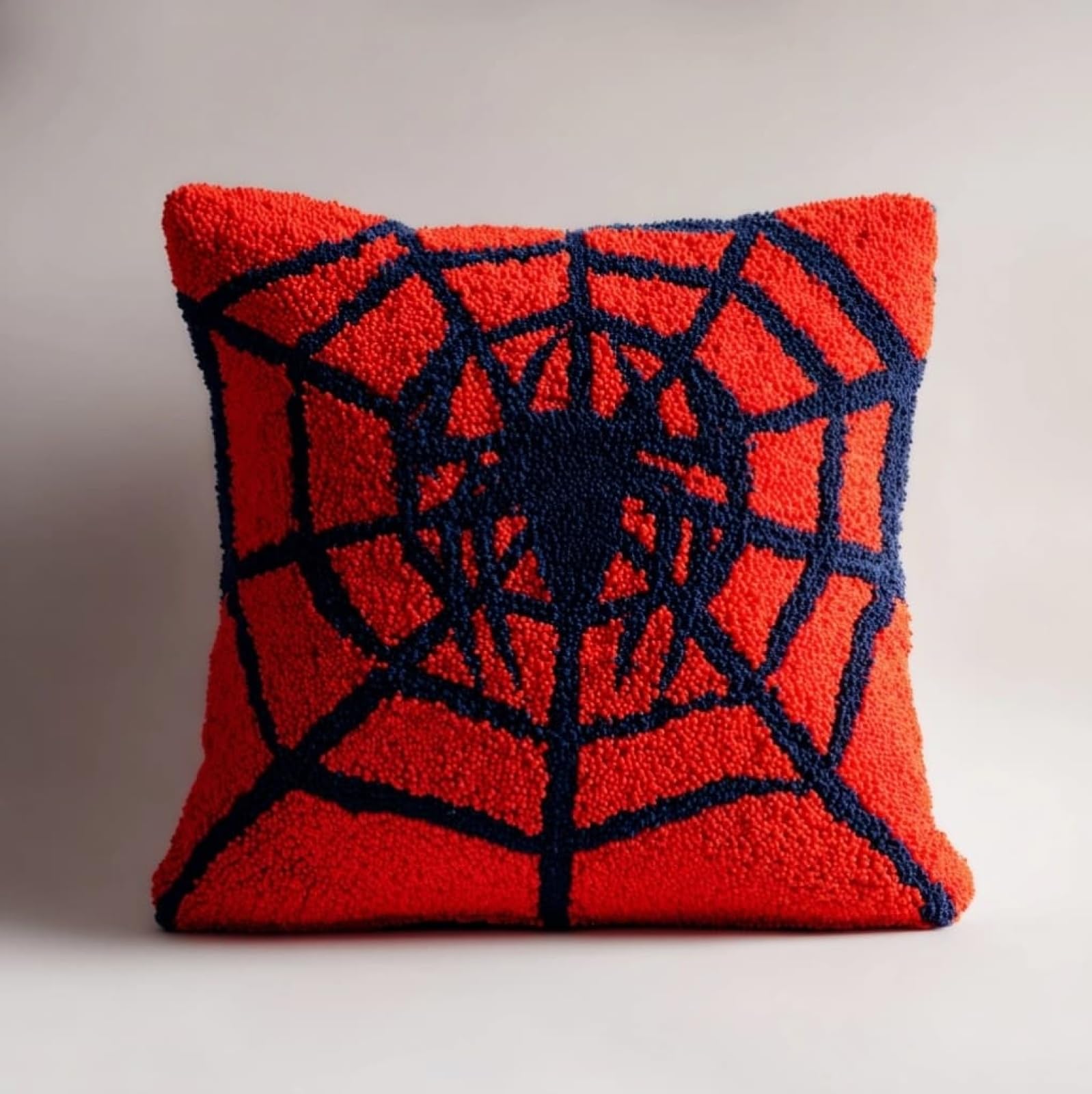 AxiangziK Latch Hook Pillow Kits 17x17in,Spider Web Printed Pillowcase Latch Hook Kits for Beginners Adults DIY Handmade Cushion Decoration Sofa
