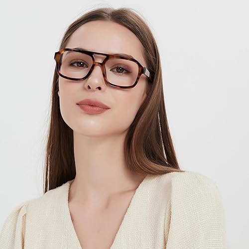 Miniatura 2 de DUMOK Gafas de lectura para mujeres y hombres, paquete de 3 unidades de aviador con bloqueo de luz azul, material ecológico, lhj209