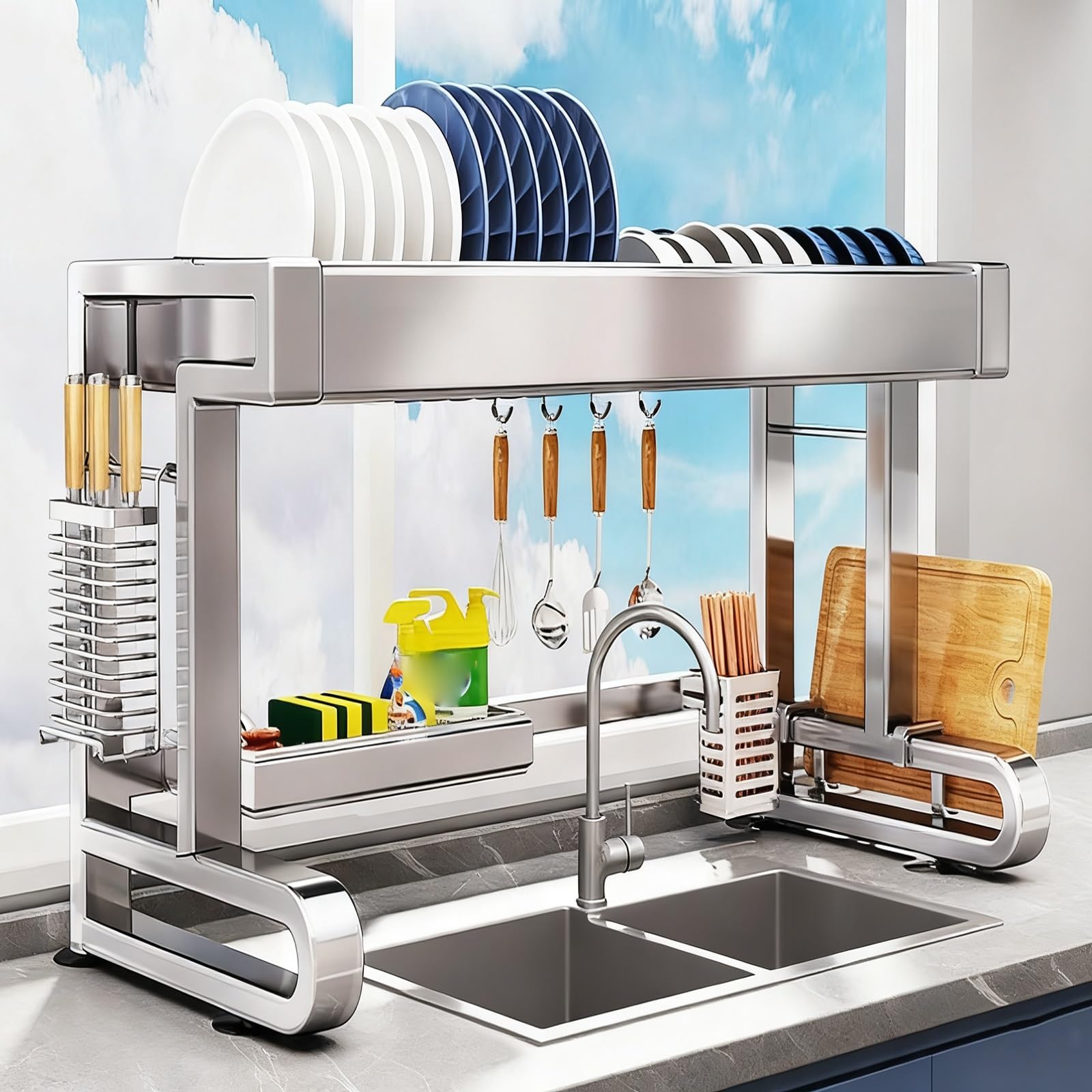 Égouttoir à vaisselle de 76 cm pour un rangement de cuisine peu encombrant et ordonné