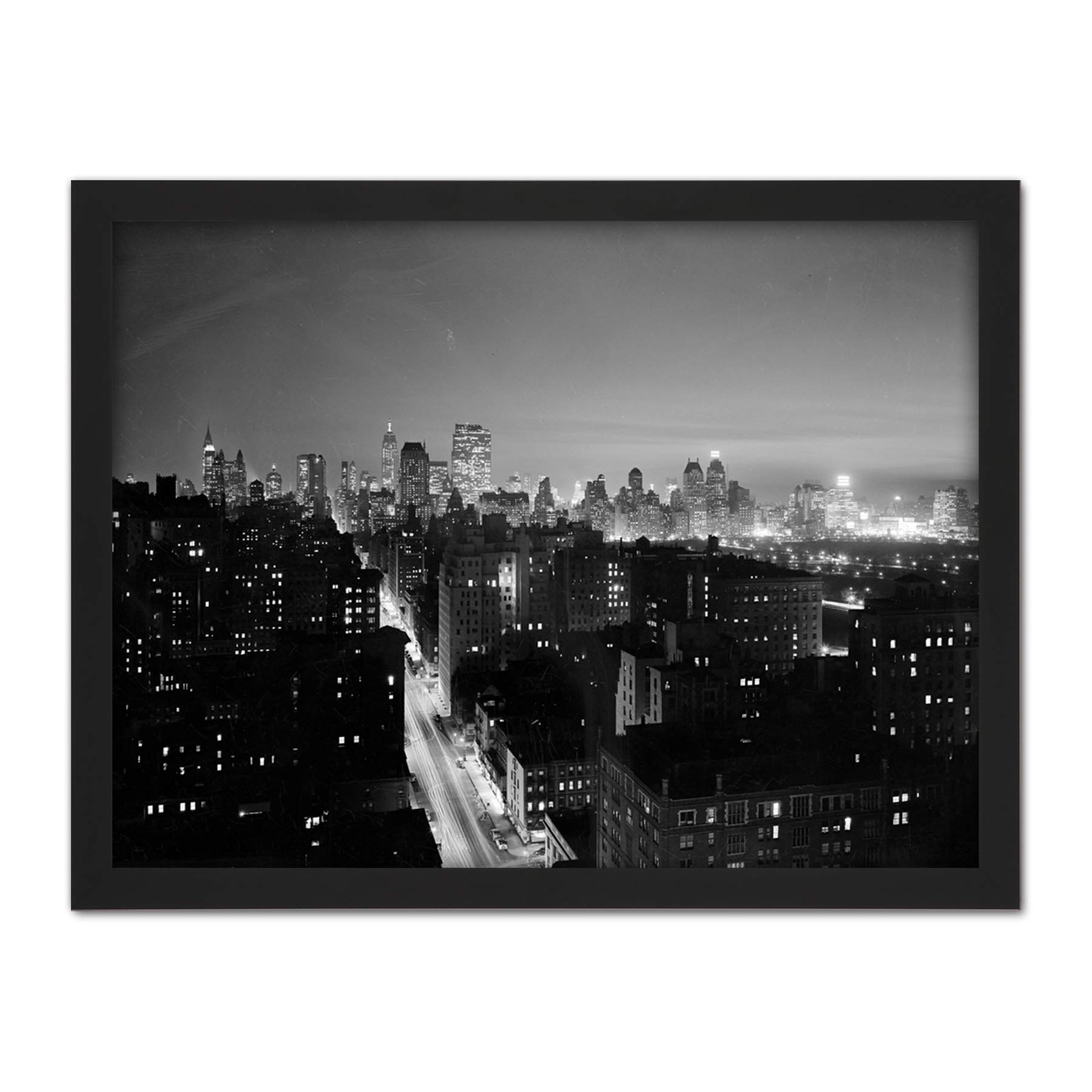 Artery8 Gottscho New York Madison Avenue Night 1937 Photo Artwork Framed Wall Art Print 18X24 Inch