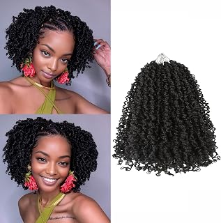 9 Packs Pre Looped Yanky Twist Crochet Hair for Black Women 8 In #1B | Pre-Twisted Kinky Mini Spring Twist Curly Crochet Hair Extensions ,Micro Passion Twist,Natural,Fluffy & Soft,Half-up Styles