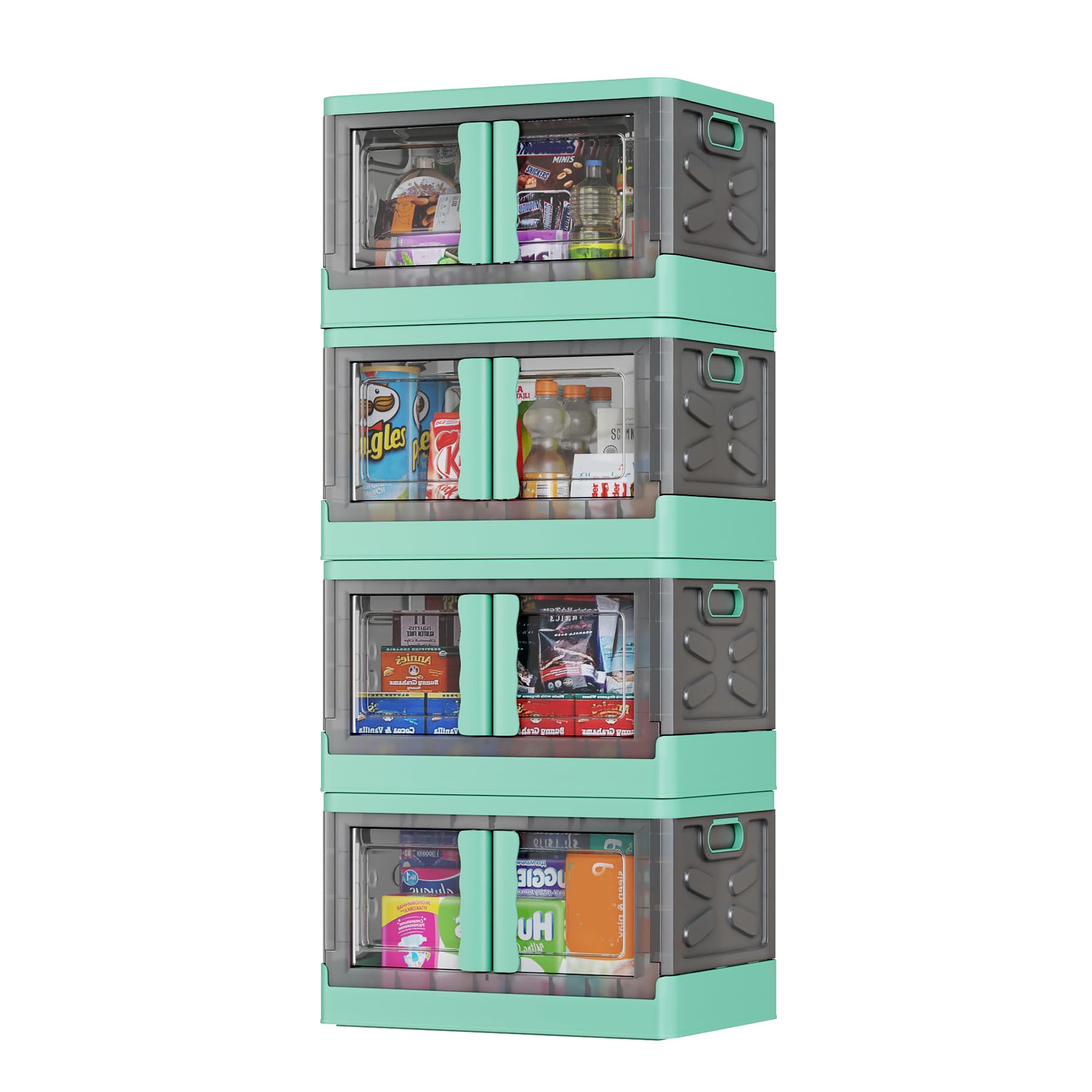 Photo 1 of **DOORS ON 2 BINS ARE BROKEN**
KLONVS Storage Bins with Lids, Stackable  Dark Green 52 Gal - 4 Pack