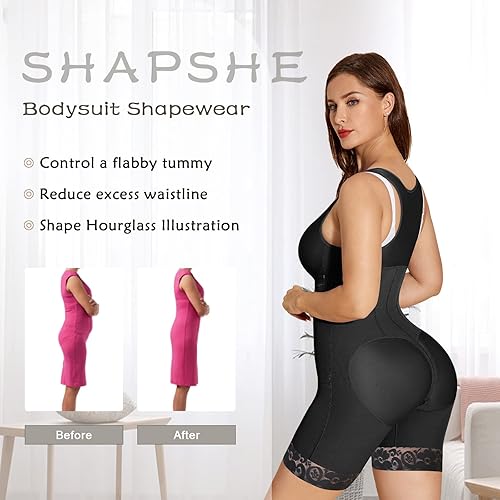 Vista 4 de SHAPSHE Fajas moldeadoras para mujer con control de abdomen, colombianas poscirugía, ropa de compresión, levantador de glúteos, moldeador corporal