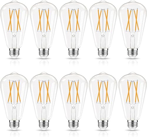 Bombillas LED Edison regulables, bombilla E26 equivalente a 60 vatios, blanco suave 2700K, bombillas vintage ST58, 90+ CRI, 6 W 600 LM, base media