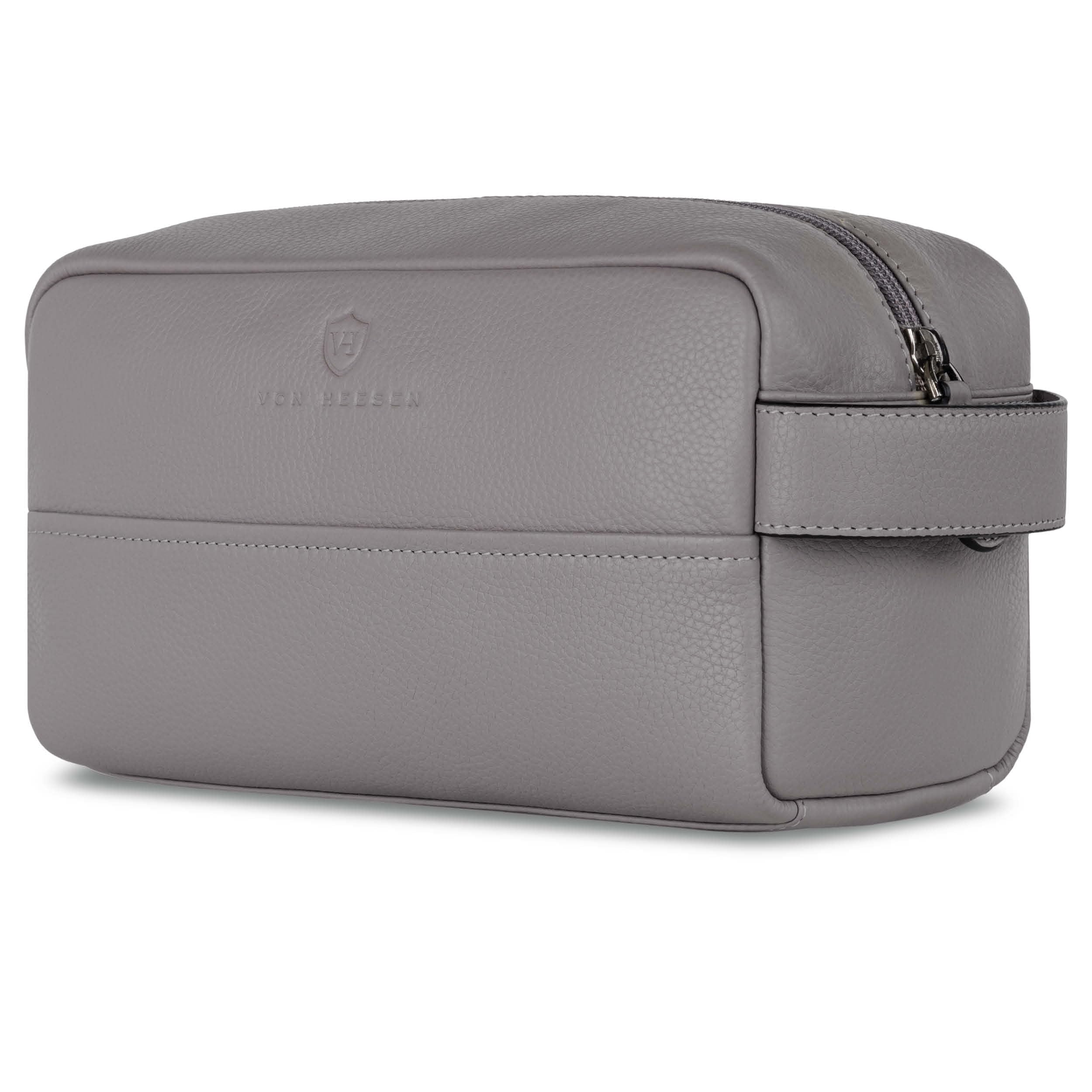 VON HEESEN Kulturbeutel Leder Kulturtasche für Herren & Damen - Echtleder Necessaire ideal zum Reisen - Waschtasche und Kosmetiktasche