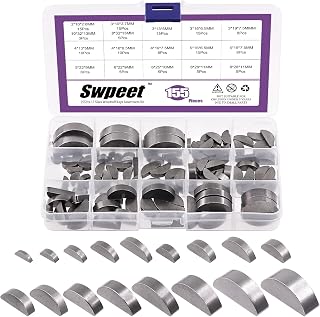 Swpeet 155 Pieces 17 Sizes 2 mm 3 mm 4 mm 5 mm 6 mm 8 mm 10 mm 12 mm Woodruff Keys Half Moon Semicircle Bond Key Hardware Metric Assortment Kit for Fasteners Mechanical Industry