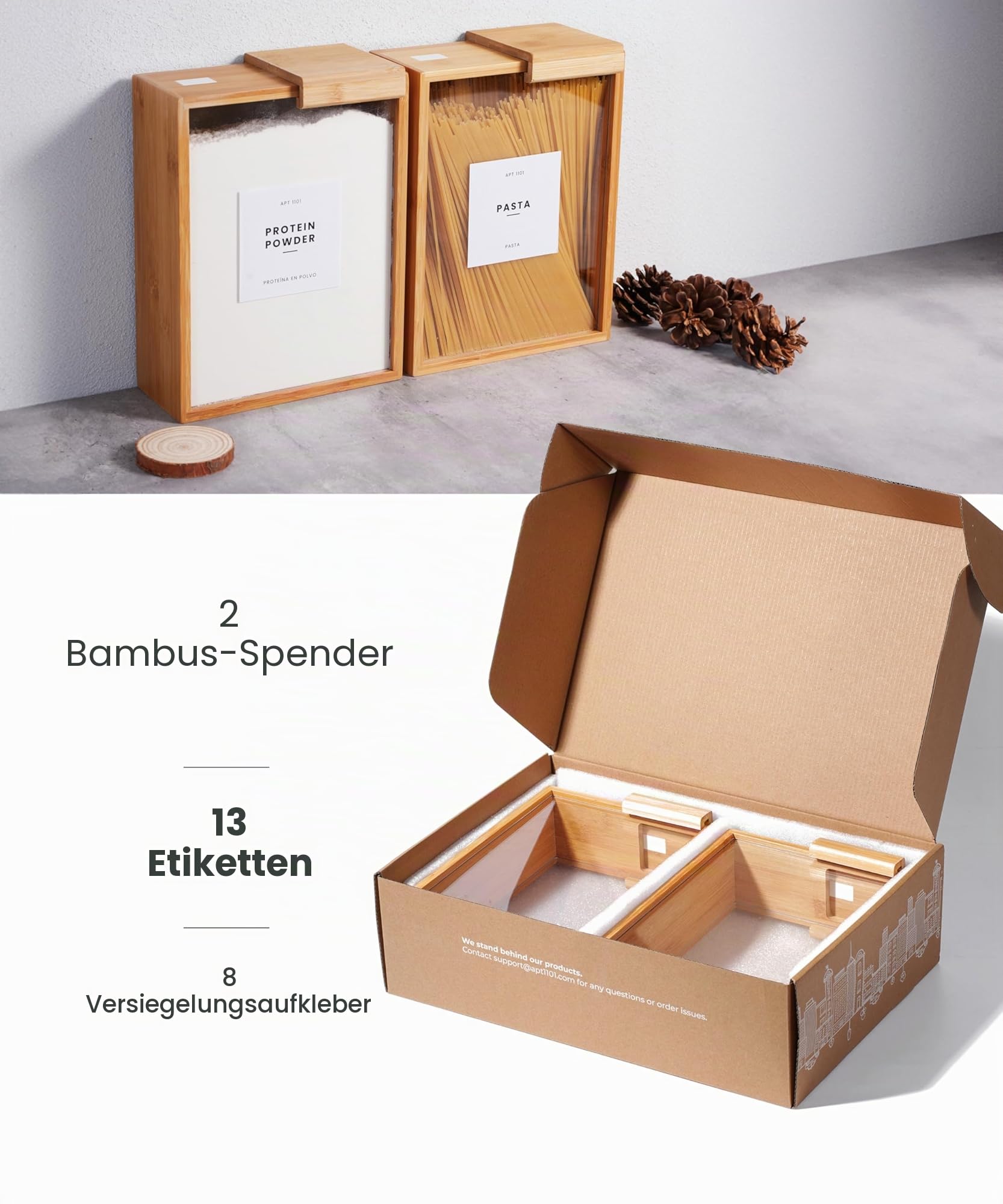 APT 1101 Lebensmittelspender, 2 l, Küchenorganizer und -behälter, Aufbewahrungsbehälter für Lebensmittel und Müsli, zum Organisieren und Aufbewahren von Müsli, Getreide, Reis, Mehl, Snacks (Acryl, 2)