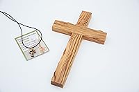 Vista 4 de Cruz lisa de madera de olivo (10 pulgadas) – Decoración para colgar en la pared, bendición cristiana de madera, cruz resistente de la ciudad