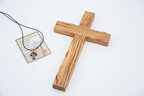 Miniatura 4 de Cruz lisa de madera de olivo (10 pulgadas) Decoración para colgar en la pared, bendición cristiana de madera, cruz resistente de la ciudad de la