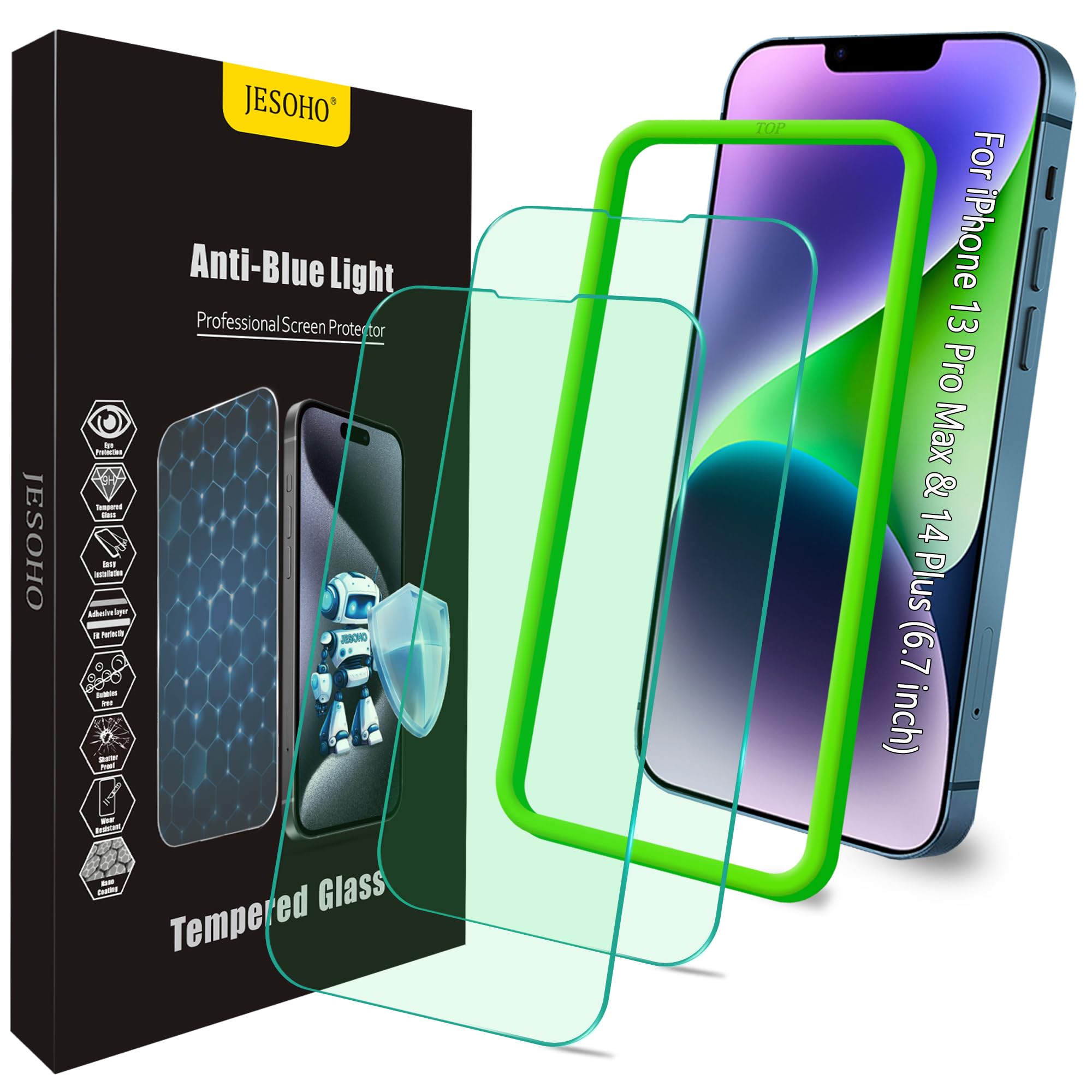 Green Screen portector for iPhone 13 Pro Max/14 Plus (6.7 inches)