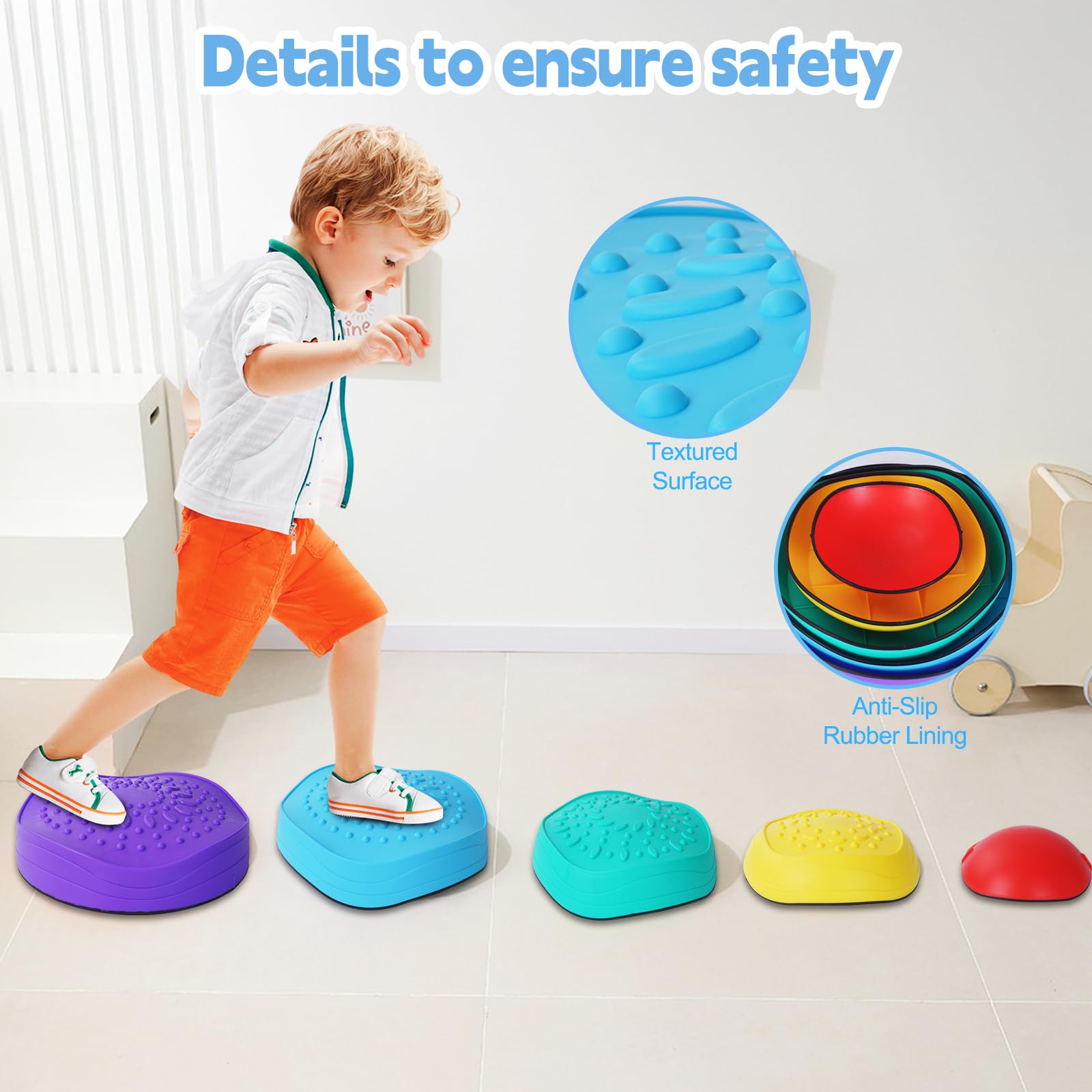 Piedras de Equilibrio para Niños, 5 Piedras Antideslizante Apilables, Juego Equilibrio Niños, Entrenamiento de Equilibrio en Interiores y Exteriores, Que Fomentan el Equilibrio y Habilidades Motoras