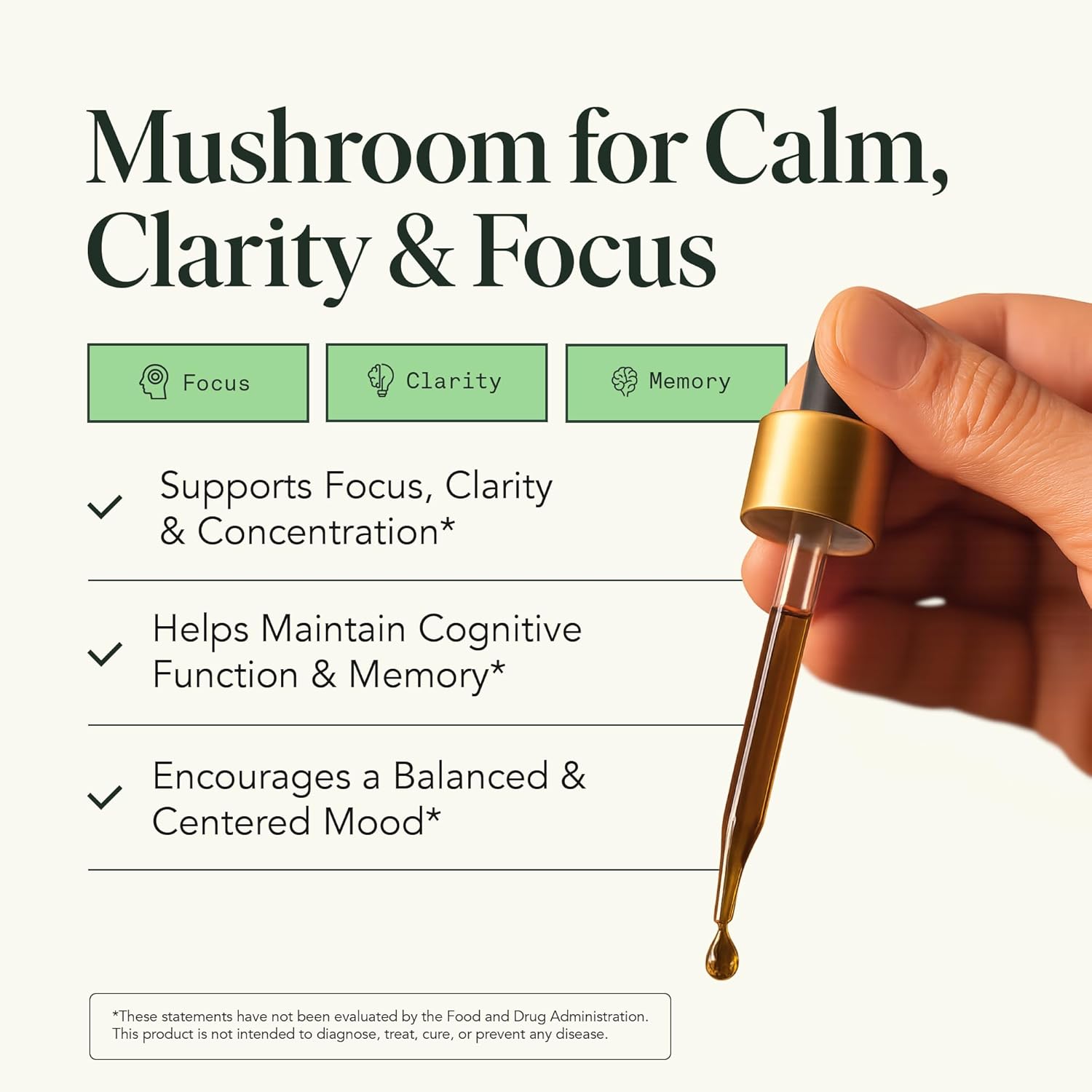 Fantastic Fungi Organic Mushroom Tincture - Mindful Elixir with Lions Mane Mushroom Extract, Bacopa & Ginkgo Leaf - Drops for Focus, Clarity & Memory Support - Formulated in USA, 30 Servings, 1 fl oz