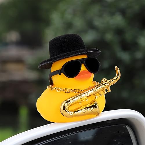 Miniatura 6 de wonuu Decoración de pato de goma para automóvil, decoración de tablero de instrumentos musicales para decoración de tablero de automóvil, accesorios