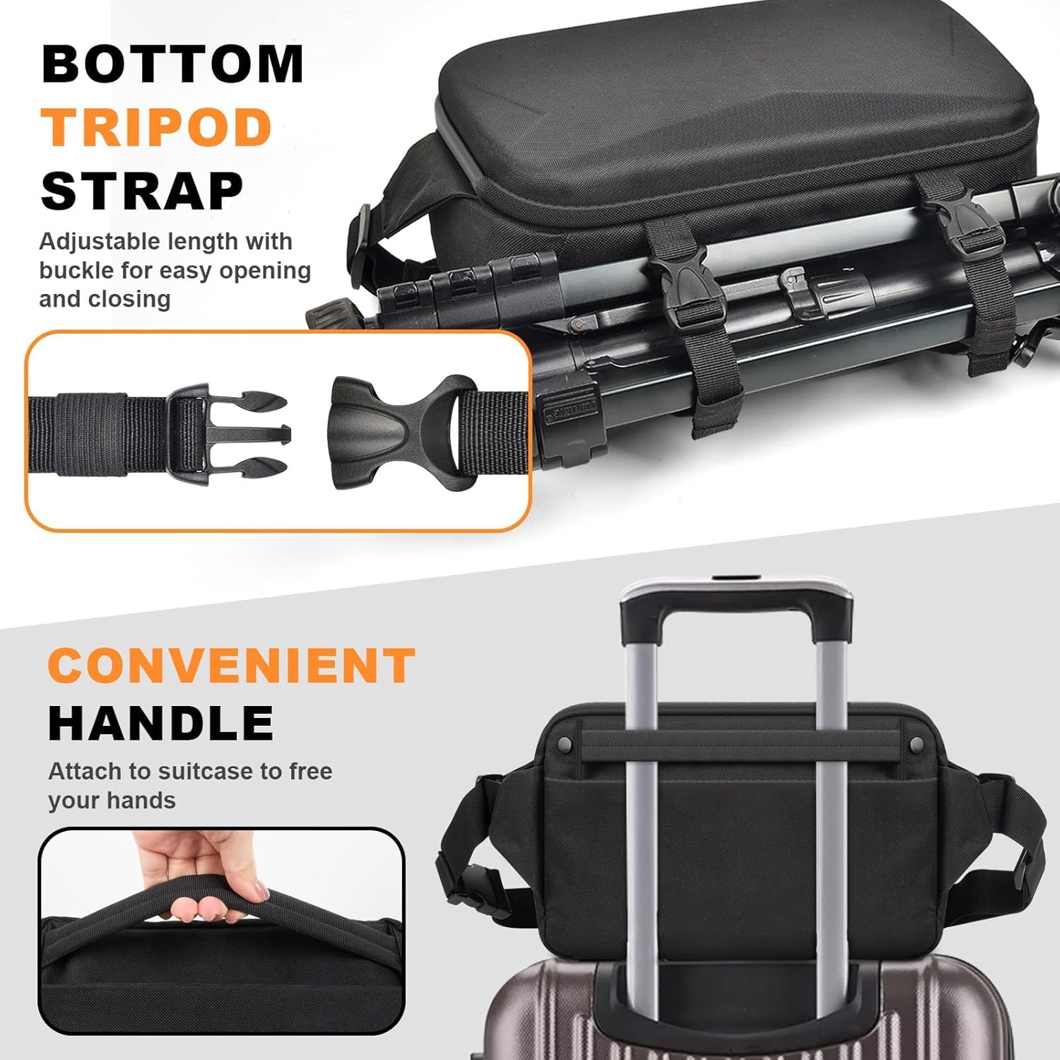 Comecase Camera Sling Bag for Canon/for Nikon/for Sony/for Fujifilm, Waterproof Hard Shell Crossbody Cameras Case, Small Camera Storage holder for DSLR/SLR/Mirrorless, Tripod Organizer (Box Only) - Image 6