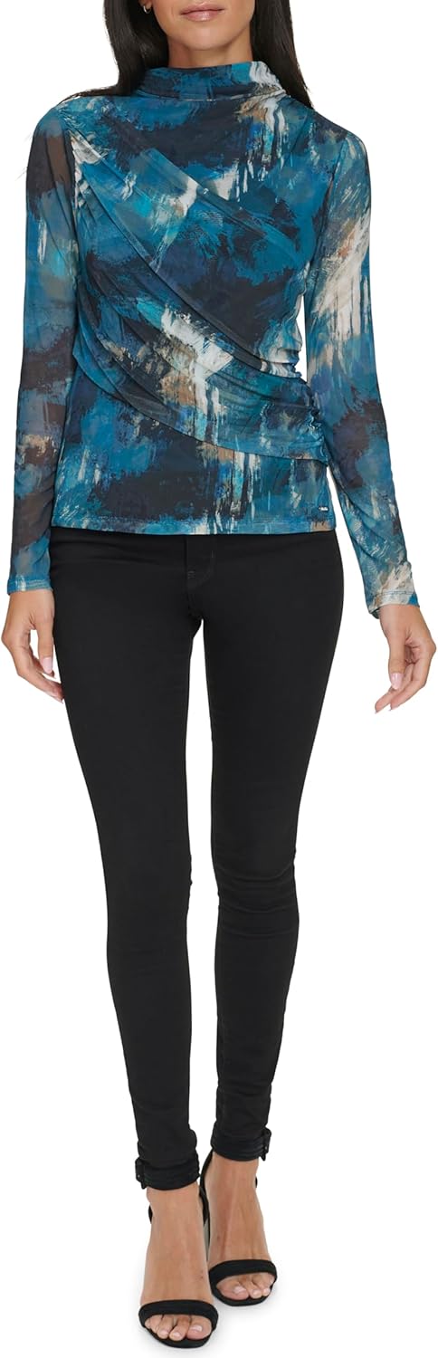 Calvin Klein Women's Mock Neck Long Sleeve Top