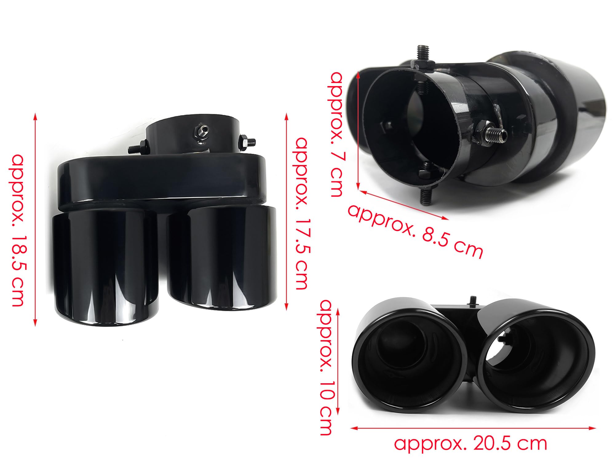 1 paar Schwarz Auspuffblenden Auspuff Endrohr Blende Doppelrohr für BMW X5 G05 X6 G06 X7 G07 2019-2024 nur mit M Sport Paket