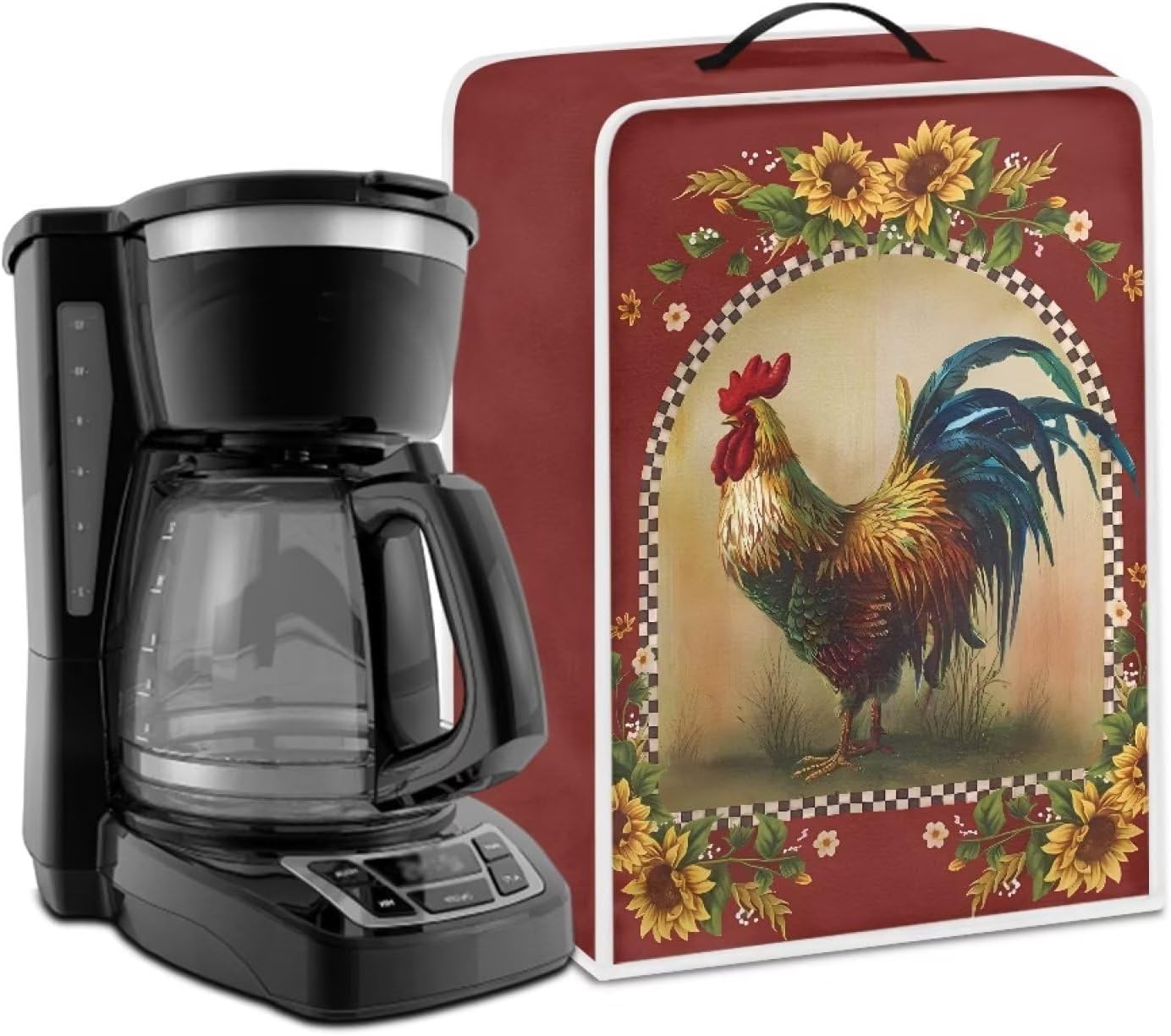 Rooster Coffee Maker Cover Home Kitchen Appliance Cover for Stain Dus-t Resistant Supplies Fingerprint-proof Dust-proof Protection Case