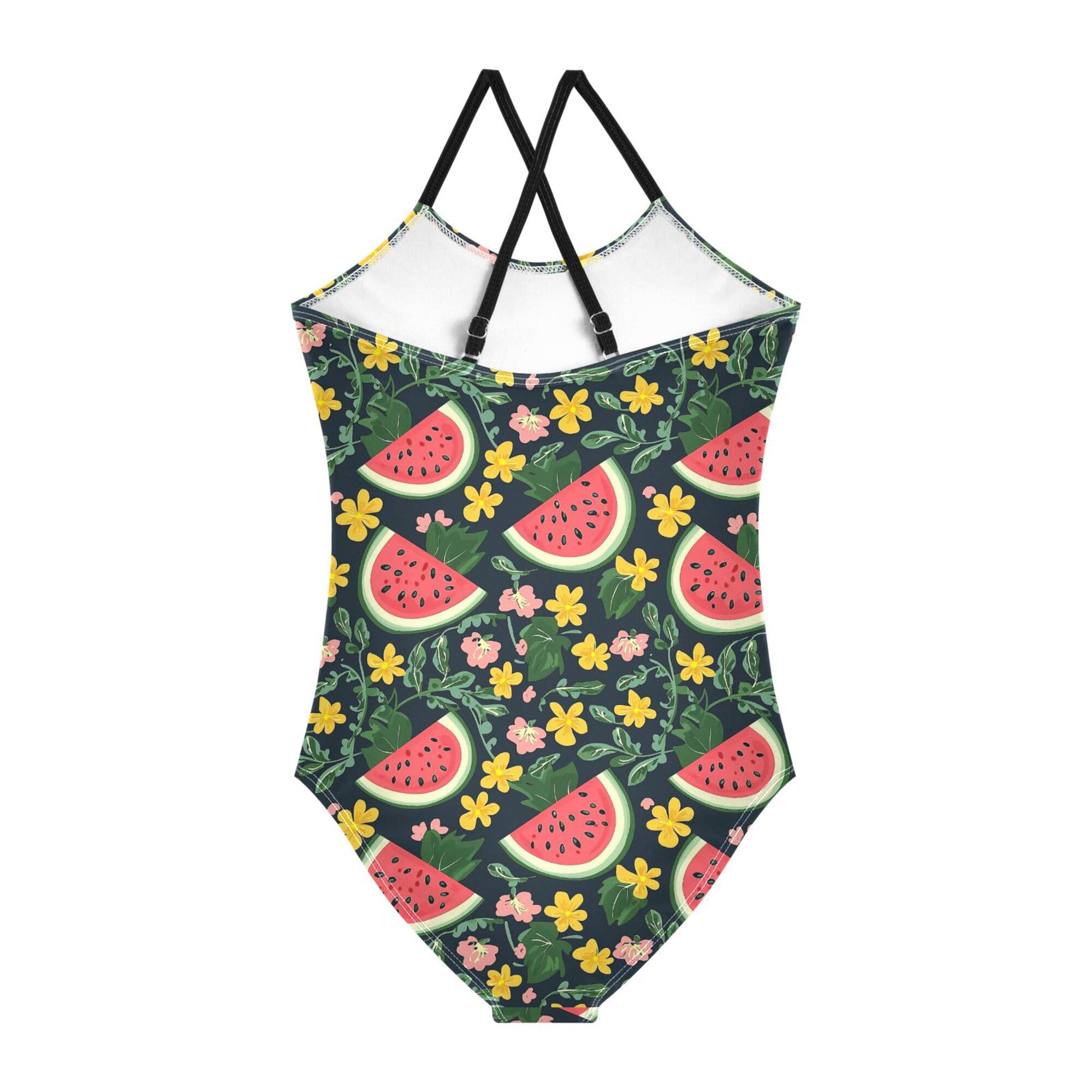 Girl Swimsuit Bathing Suits for Girls Toddler Swim Suits for Girls Beach Swimwear Watermelons Slices Leaves Flowers