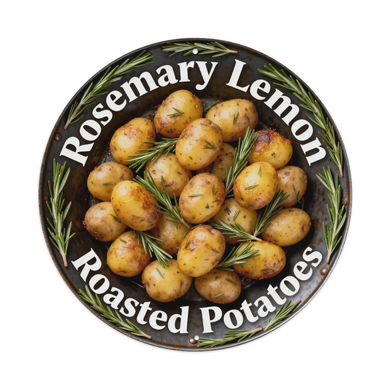 Rosemary Lemon Roasted Potatoes Metal Tin Sign Plaque