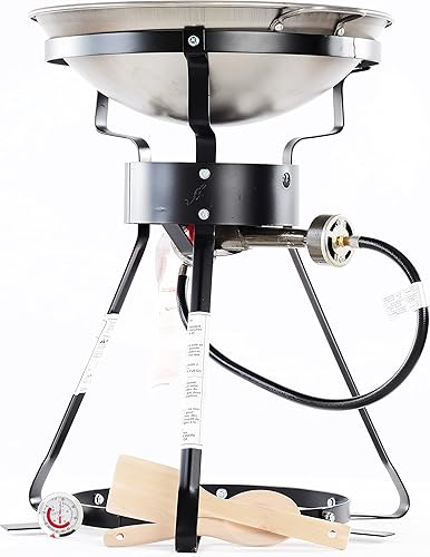 Miniatura 13 de King Kooker 24WC horno portátil de propano para exterior, gran resistencia, 24 pulgadas, con wok de acero de 18 pulgadas