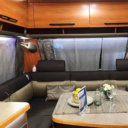 Miniatura 7 de THALASSA Luz de lectura superior para autocaravana, foco LED de 12 V, luz cálida para interior de autocaravana, níquel cepillado con luz azul