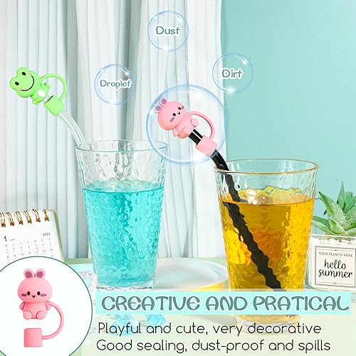 Miniatura 4 de 8 tapas de pajilla, cubierta de popote para vaso Stanley de 30 y 40 onzas, tapas de popote de silicona en varias formas, cubiertas reutilizables de