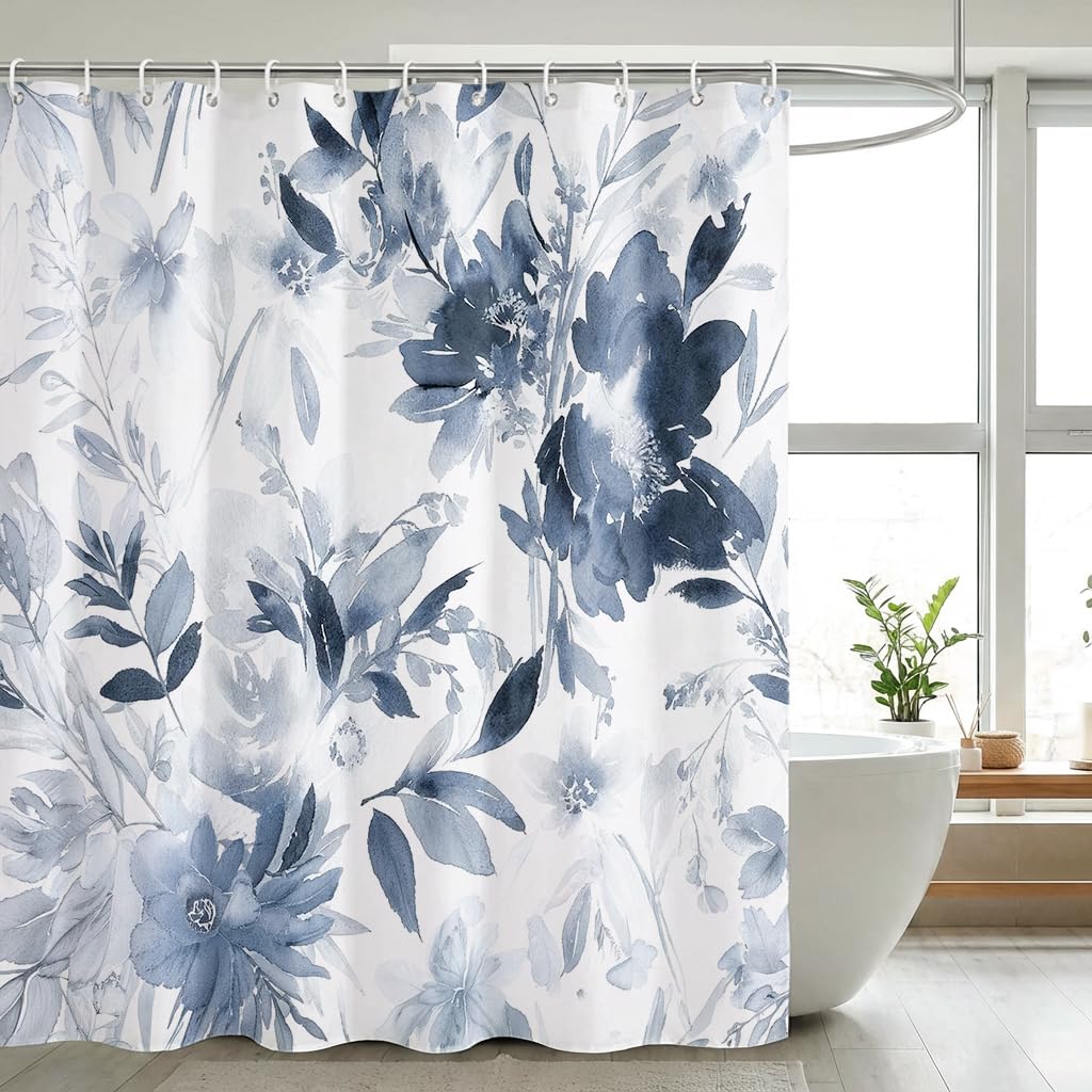 ZAFYYGH Watercolor Ocean Life Shower Curtain, 72x72 Inch Hand-Painted Sea Turtle Jellyfish Seahorse Fabric, Serene Bathroom Art Decor