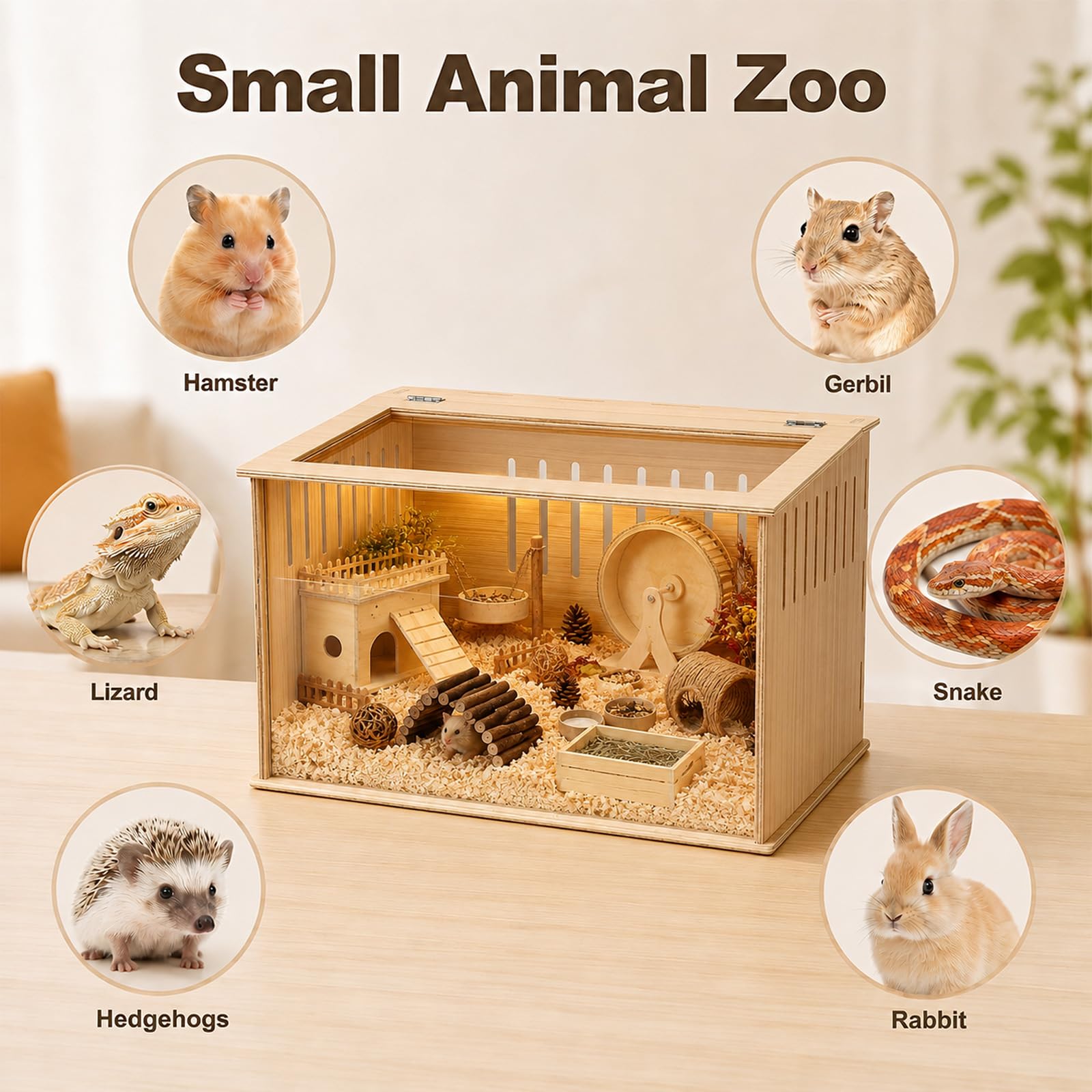 Cage en Bois pour Hamster 80x40x40cm avec fenêtre d'observation