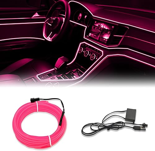 Tira de luces LED para interior de automóvil, cable de neón de 16.4 ft, USB 5 V, con protección de fusible, para decoración interior de automóvil