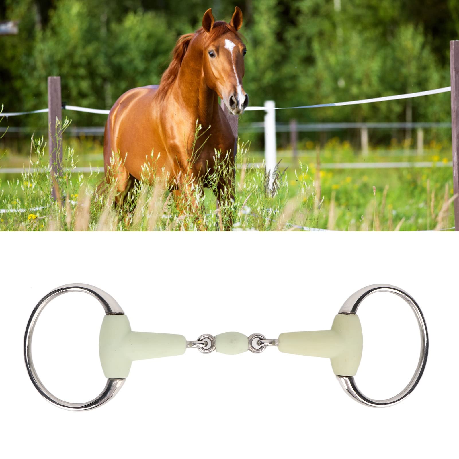 Horse Bit Horse Mouth Bit,BitsHorse Snaffle Bit, Flavor Easy to Control Horse Mouth Bit Portable Rubber Wrapped for Racing