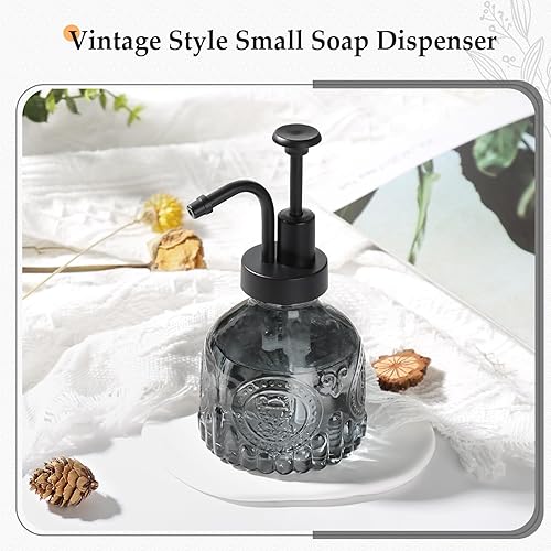 Miniatura 5 de Dispensador de jabón negro, pequeño dispensador de jabón de manos para baño, botella de jabón líquido de vidrio y loción con bomba, dispensador de