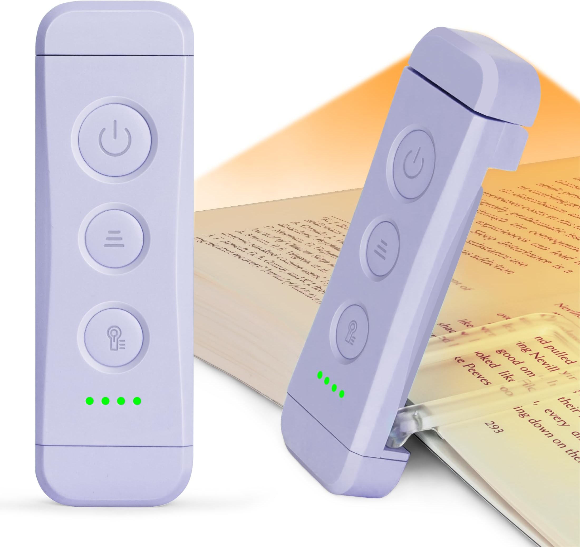 Rechargeable Reading Light, Reading Lamp in Bed, 3 Warm Colours x 5 Brightness Settings, Compact and Durable, Gift for Kids E-Readers (Purple)