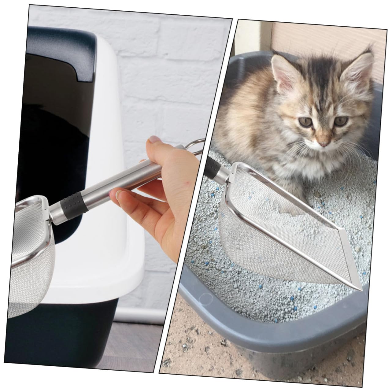 Cat Litter Scoop De Inoxidable para Reptiles y Mascotas para Limpieza Sustratos Diseño De Malla Filtrante Herramienta Reutilizable para Uso Doméstico