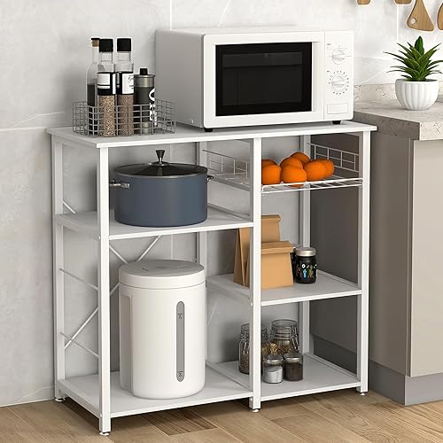 Miniatura 37 de SogesHome Estante de 4 niveles para microondas, estante organizador de almacenamiento de cocina, aperitivo de café para el hogar, cocina, sala de