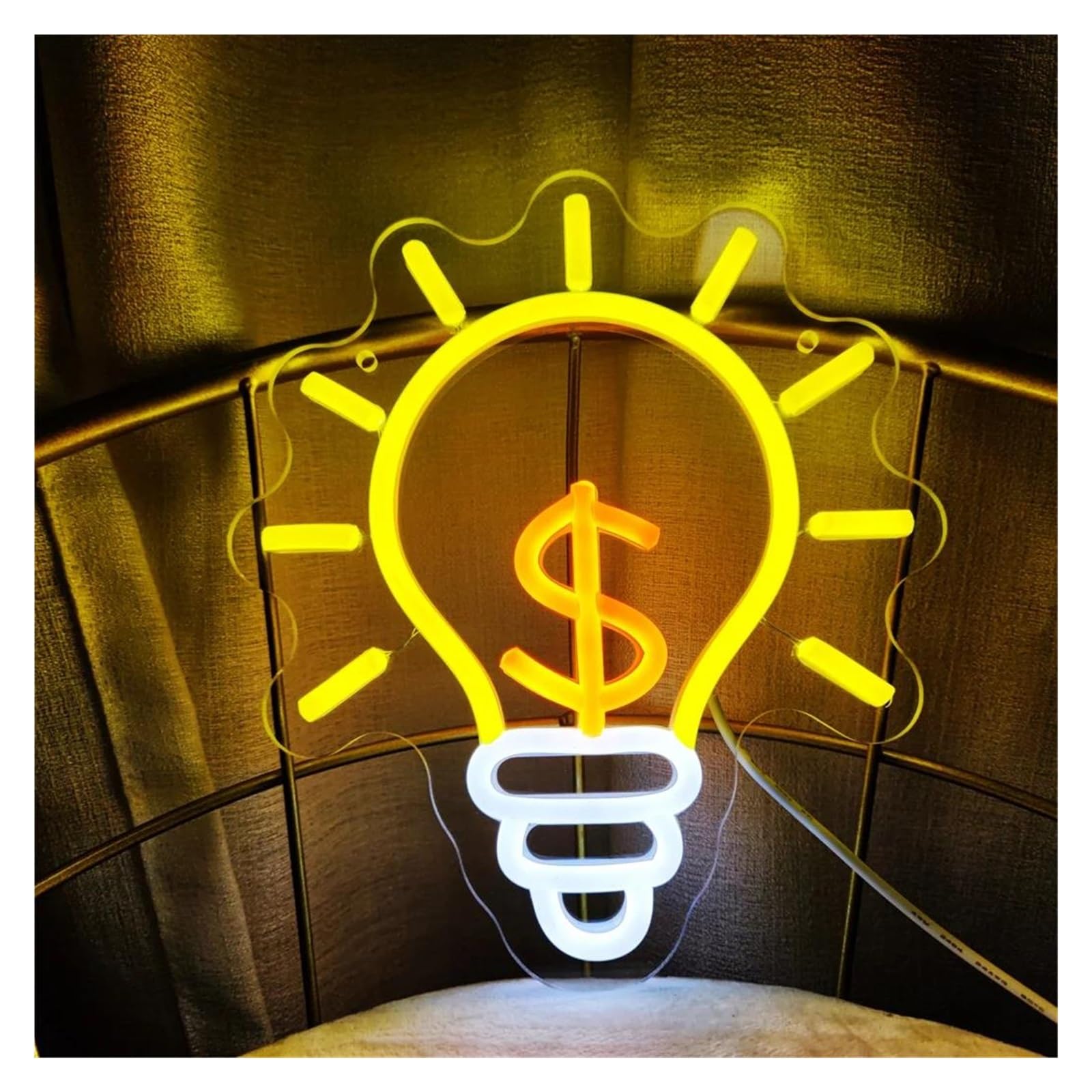 XENITE Hanging Art Neon Signs LED Lightbulb & Dollar Neon Sign, USB Powered for Restaurant Club Wall Decor 21.8cm×25cm