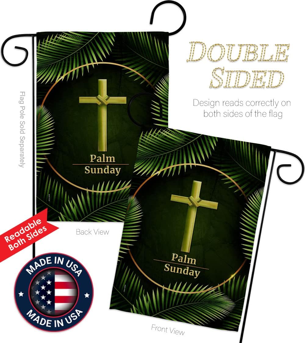 Palm Sunday Garden Flag Set Wood Dowel Religious Faith Hope Grace Peace Dove Christian Religion Easter House Decoration Banner Small Yard Gift Double-Sided, Made in USA