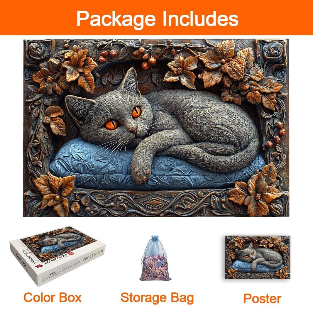 Puzzle 2000 Pezzi, Puzzle Gatto, Misura: 100x71cm, Regalo Donna/Uomo -8739